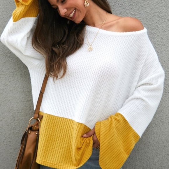 LAST -CECE Waffle knit Long Sleeve Top - Picture 2 of 5